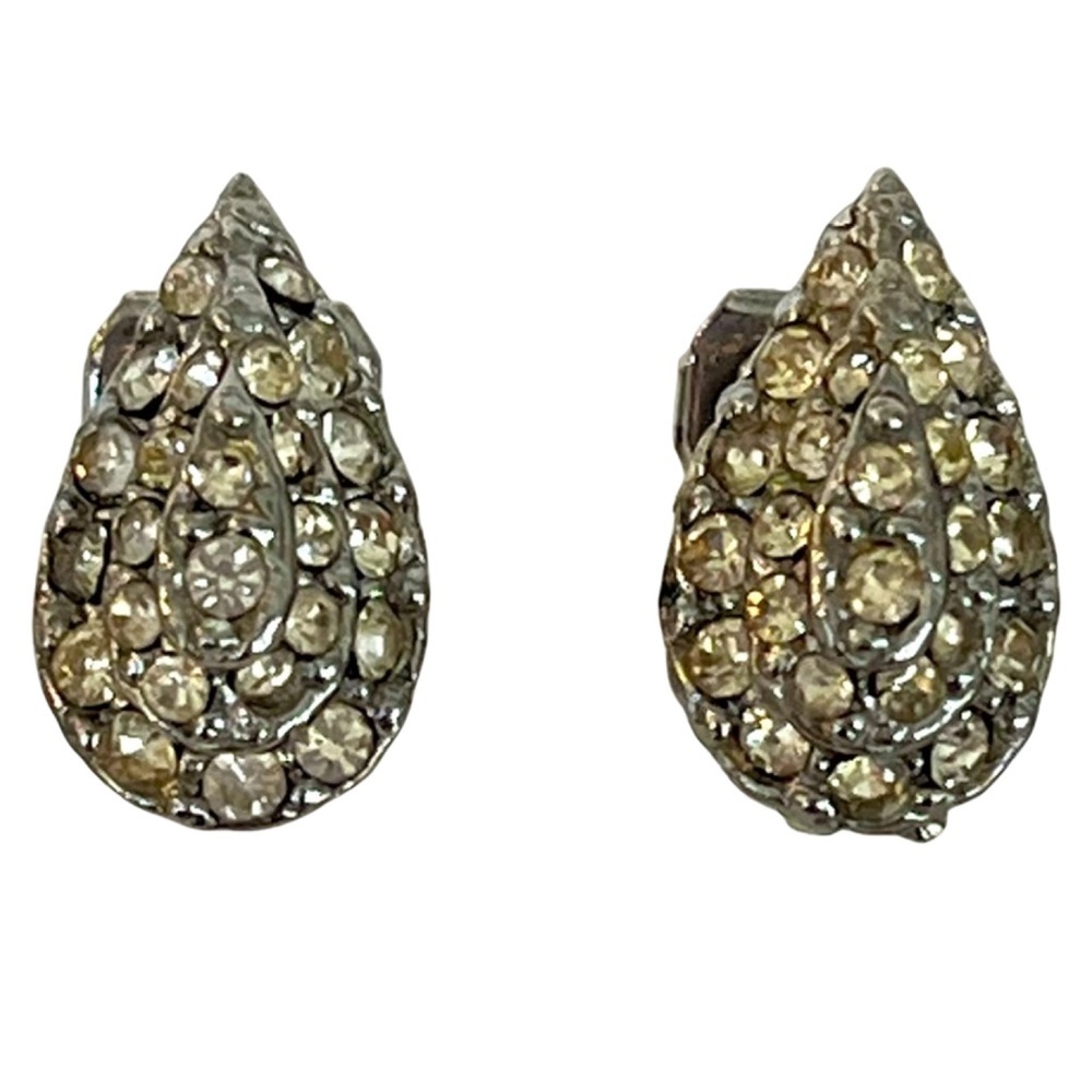 Vintage Silver Teardrop Clip OnEarrings